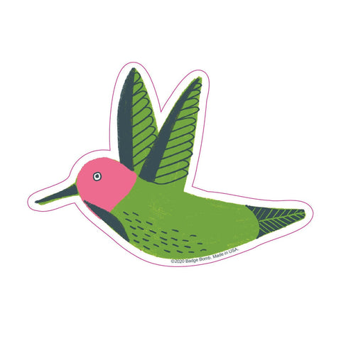 Humming Bird Green Pink Sticker