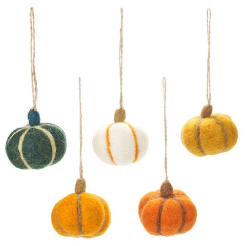 Halloween Pumpkins Hanging Ornament Set of 5