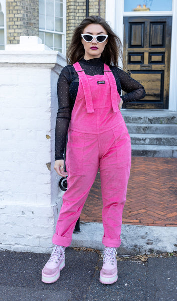 Pink Stretch Cord Dungarees