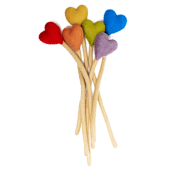 Felt Rainbow Heart Stems