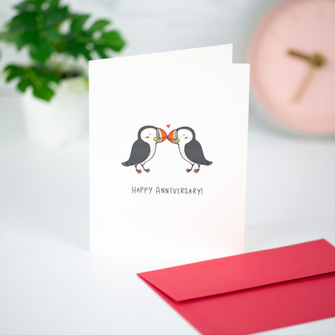 Happy Anniversary Puffins Card