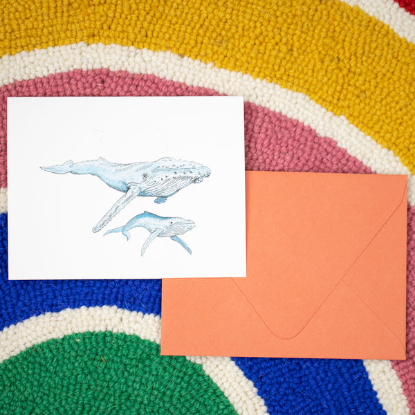 Humpback Whale and Baby Card