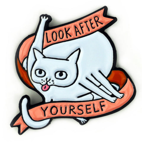 Look After Yourself (Coral) Enamel Pin by Badge Bomb