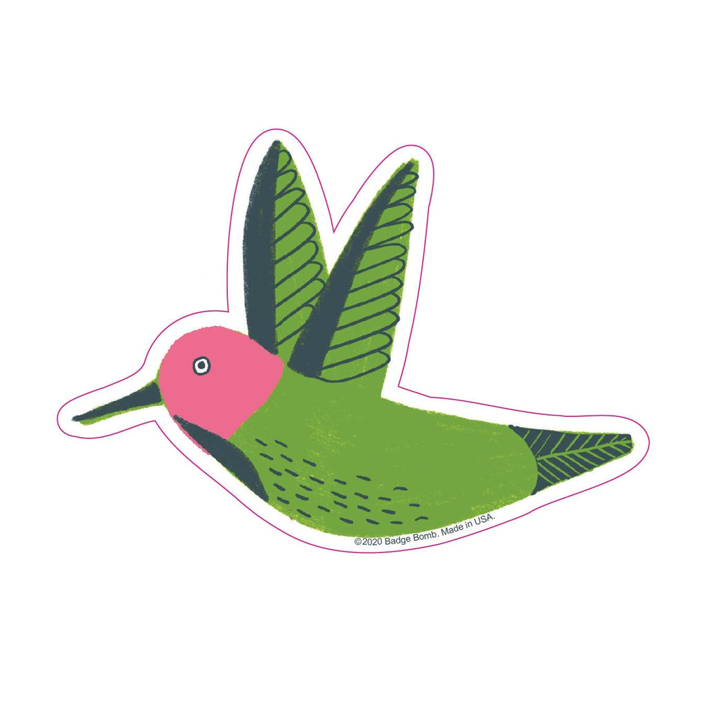 Humming Bird Green Pink Sticker by Badge Bomb