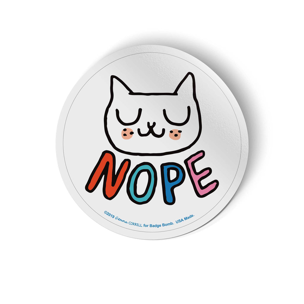 Nope Cat Sticker by Badge Bomb