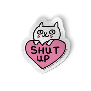 Shut Up Cat Sticker by Badge Bomb