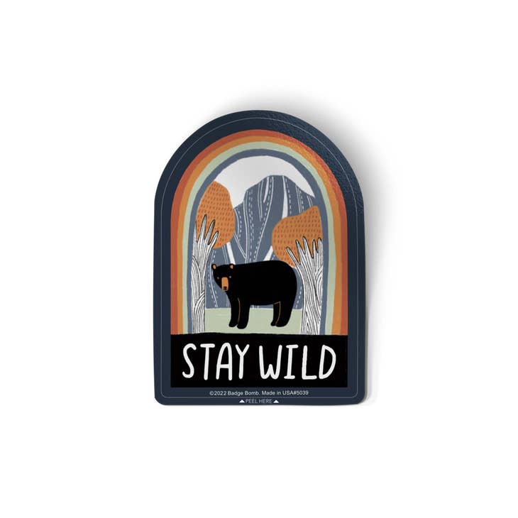 Stay Wild Bear Sticker by Badge Bomb