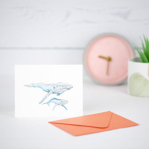 Humpback Whale and Baby Card