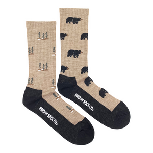 Bear and Tree Merino Wool Mid-Calf Socks