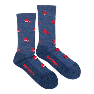 Cardinal and Robin Merino Wool Mid-Calf Socks