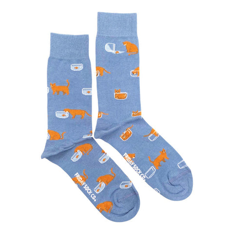 Cat and Goldfish Mid-Calf Socks