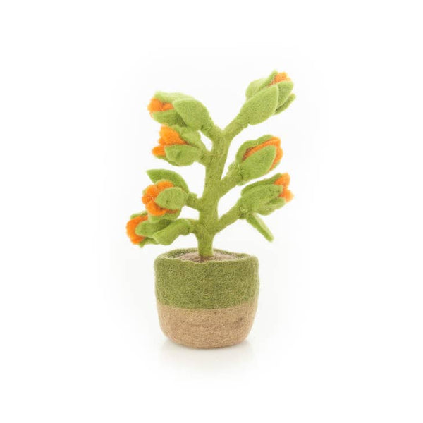 Felt Orange Bloom Potted Plant
