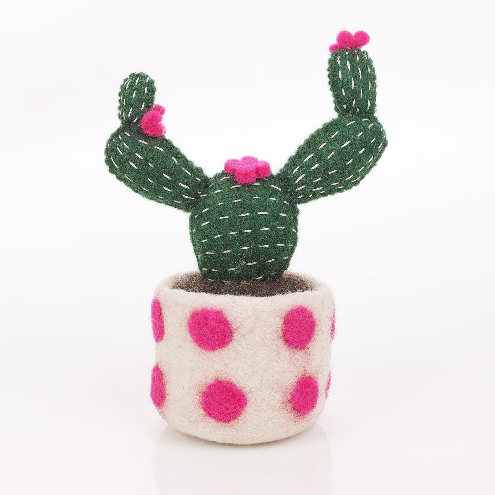 Felt Opuntia Cactus Potted Plant