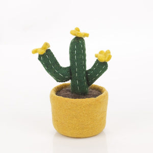 Felt Yellow Bloom Cactus Potted Plant