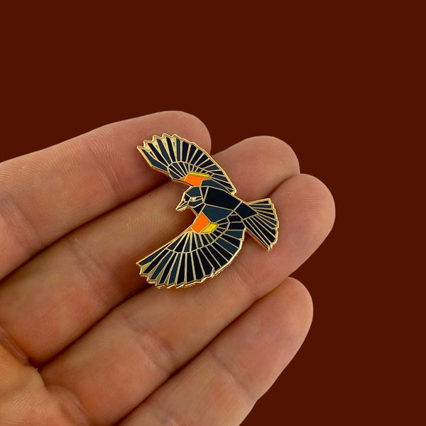Red Winged Blackbird Pin by FoldIT