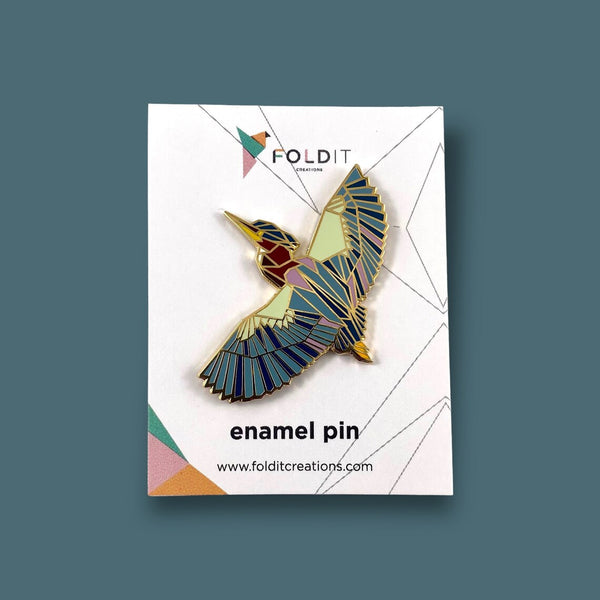 Green Heron Pin by FoldIT