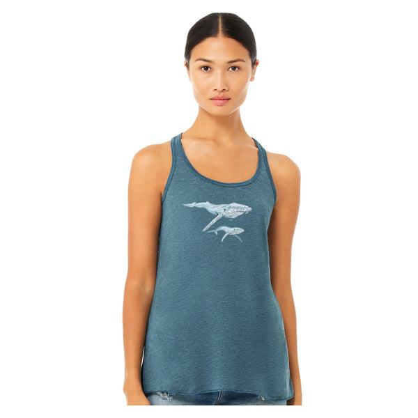 Humpback whale and Baby Flowy Tank Top