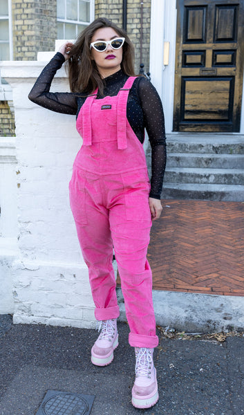 Pink Stretch Cord Dungarees