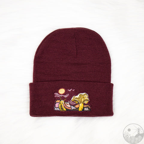 Snail and Chanterelle Toque - Maroon