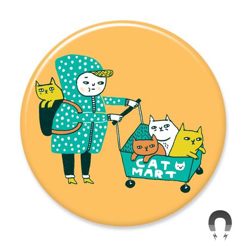 Cat Mart Magnet by Badge Bomb