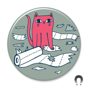 Toilet Paper Kitty Magnet by Badge Bomb