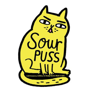 Sour Puss Sticker by Badge Bomb