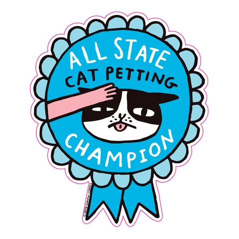 All State Cat Petting Champion Sticker by Badge Bomb