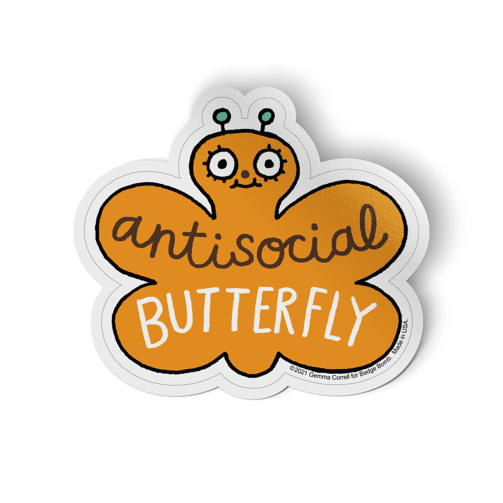 Antisocial Butterfly Sticker by Badge Bomb