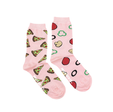 Pink Pizza & Toppings Crew Socks