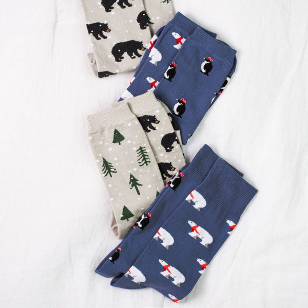 Holiday Polar Bear & Penguin Crew Socks