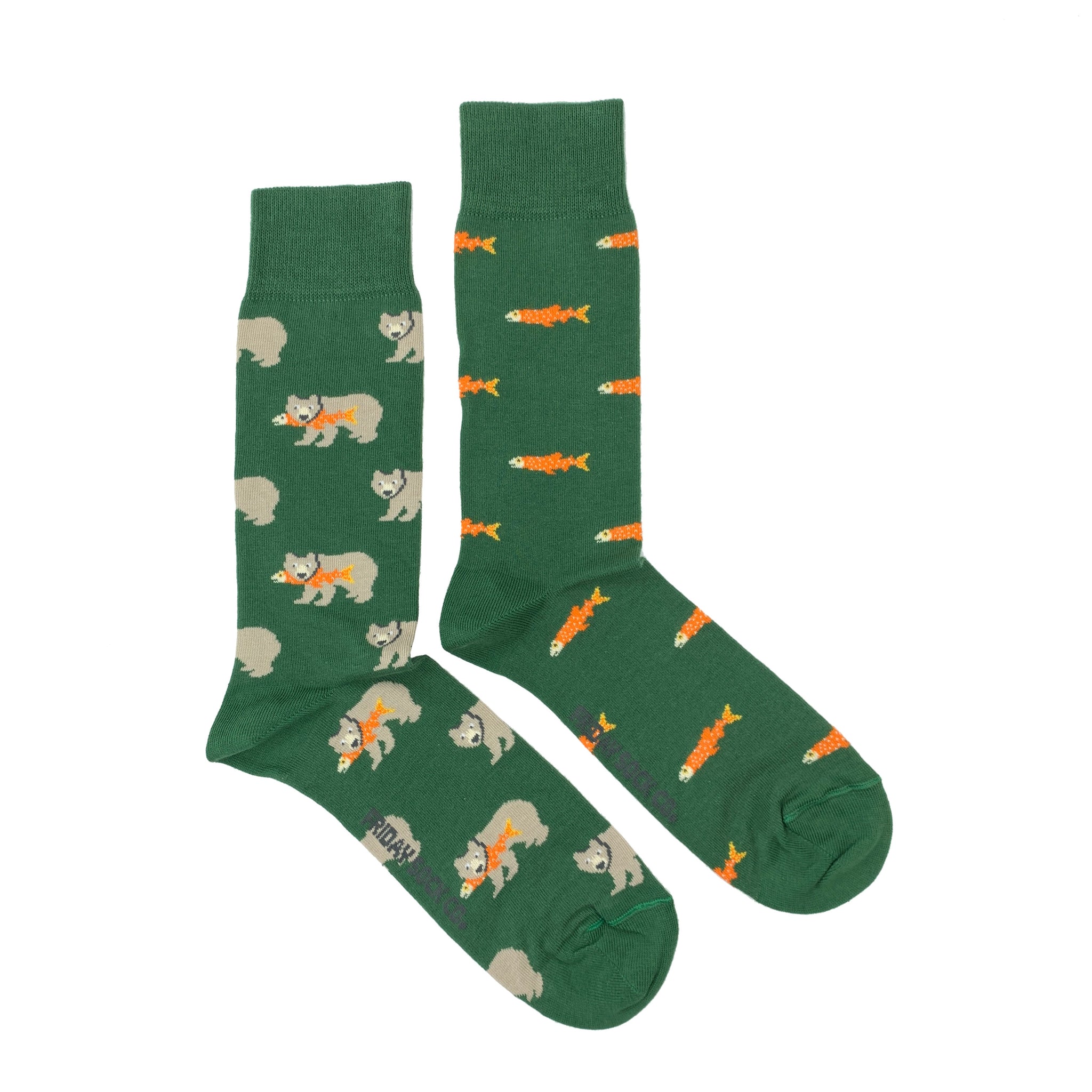 Salmon and Grizzly Bear Mid-Calf Socks