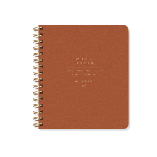 Non-Dated Weekly Planner in Cognac