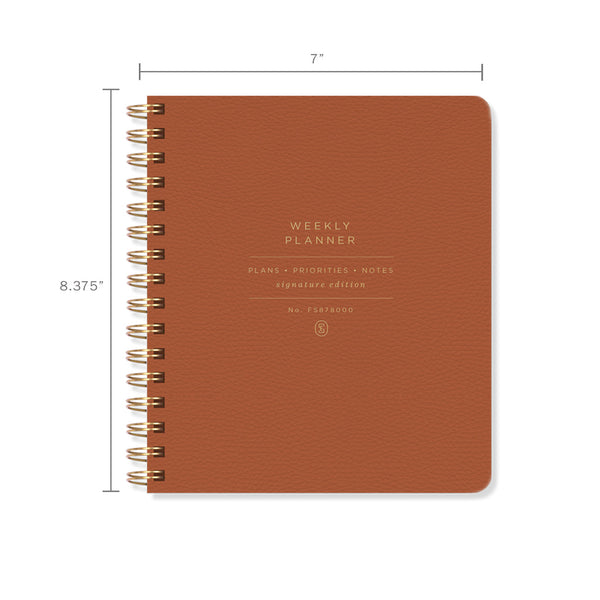 Non-Dated Weekly Planner in Cognac