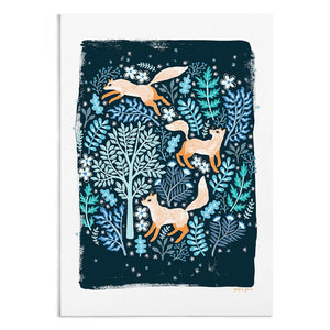 Foxes In The Forest Art Print by Papio Press