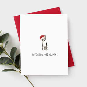Boston Terrier Christmas Card by Driven To Ink