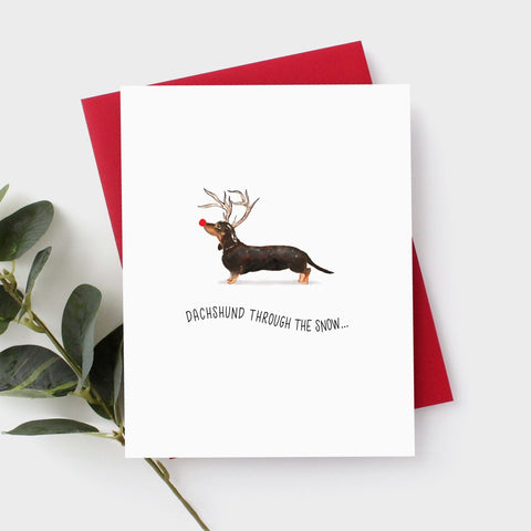 Dachshund Black Christmas Card by Driven To Ink