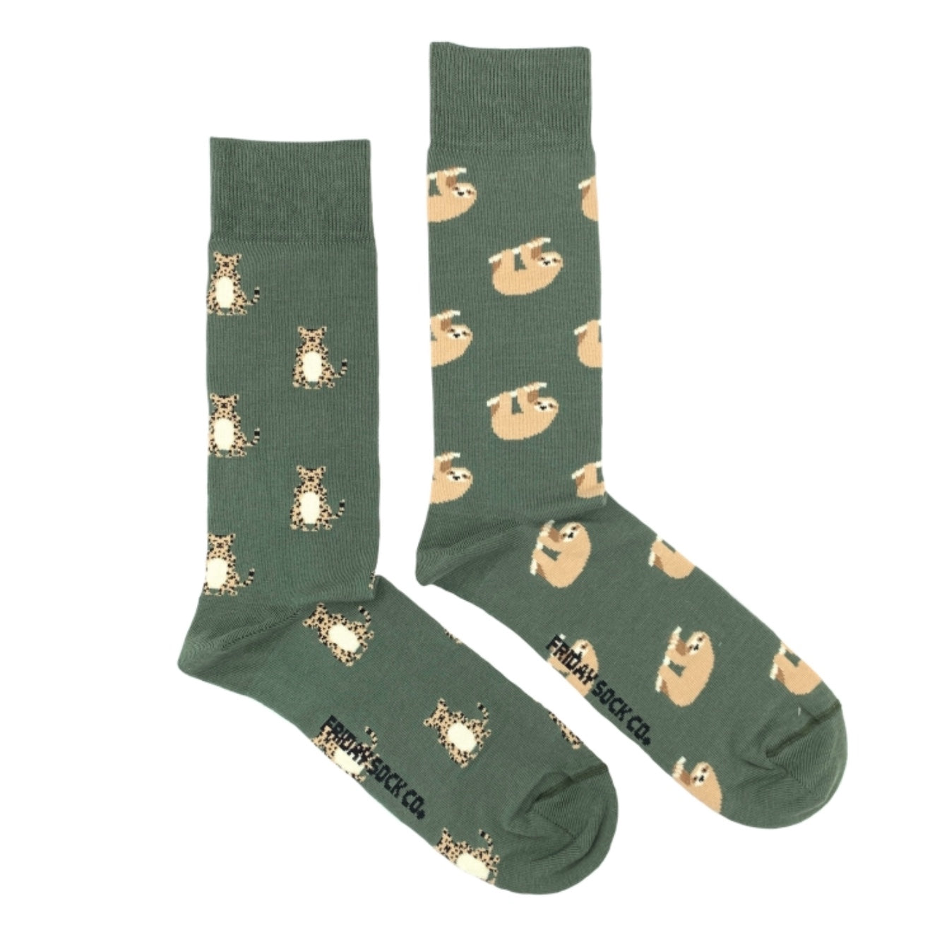 Sloth and Cheetah Mid-Calf Socks