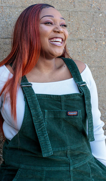 Forest Green Stretch Corduroy Dungarees