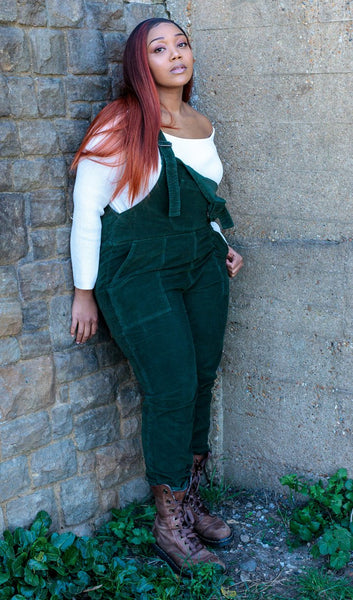 Forest Green Stretch Corduroy Dungarees