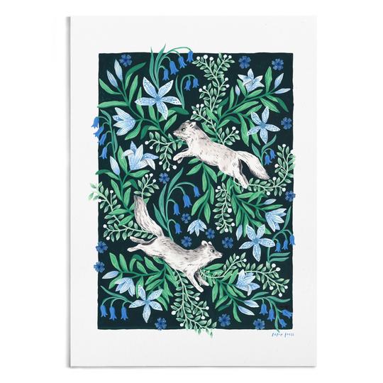 Fox and Lilies Art Print by Papio Press