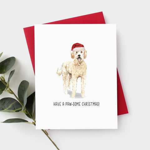 Goldendoodle Christmas Card by Driven To Ink