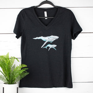Humpback Whale and Baby Relaxed V Neck