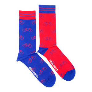 Red & Blue Bikes Mid-Calf Socks