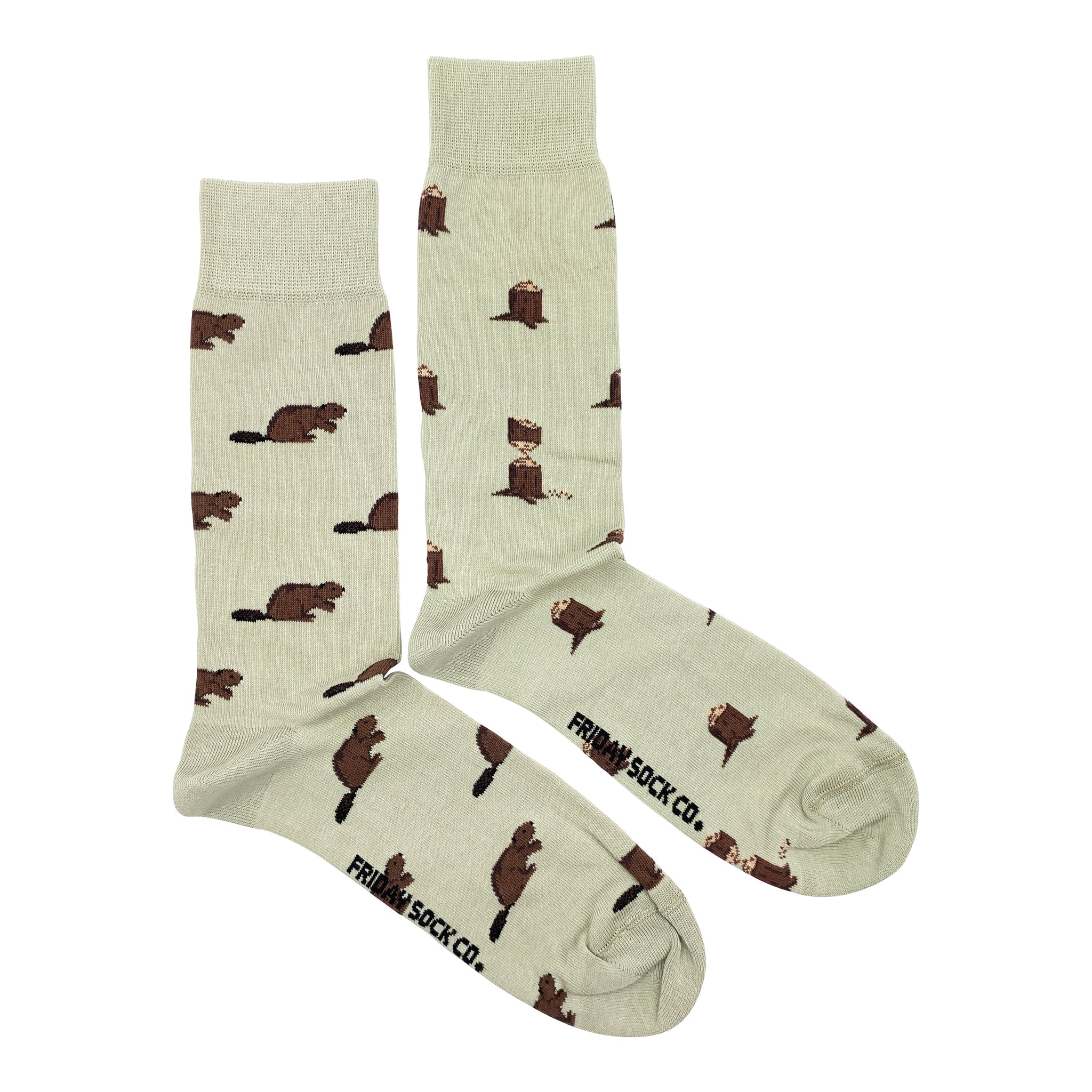 Beaver & Log Mid-Calf Socks