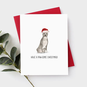 Pitbull Grey Christmas Card by Driven To Ink
