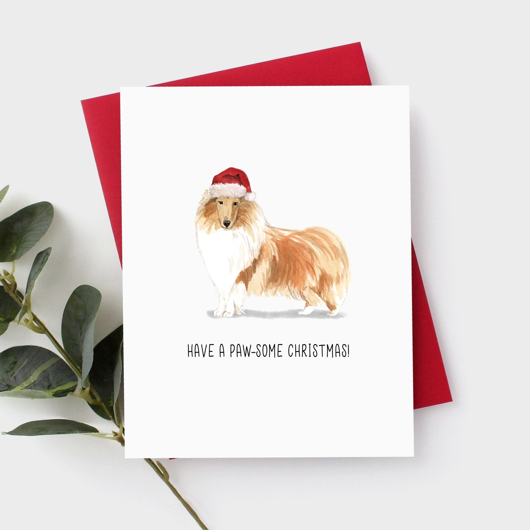 Rough Collie Christmas Card by Driven To Ink
