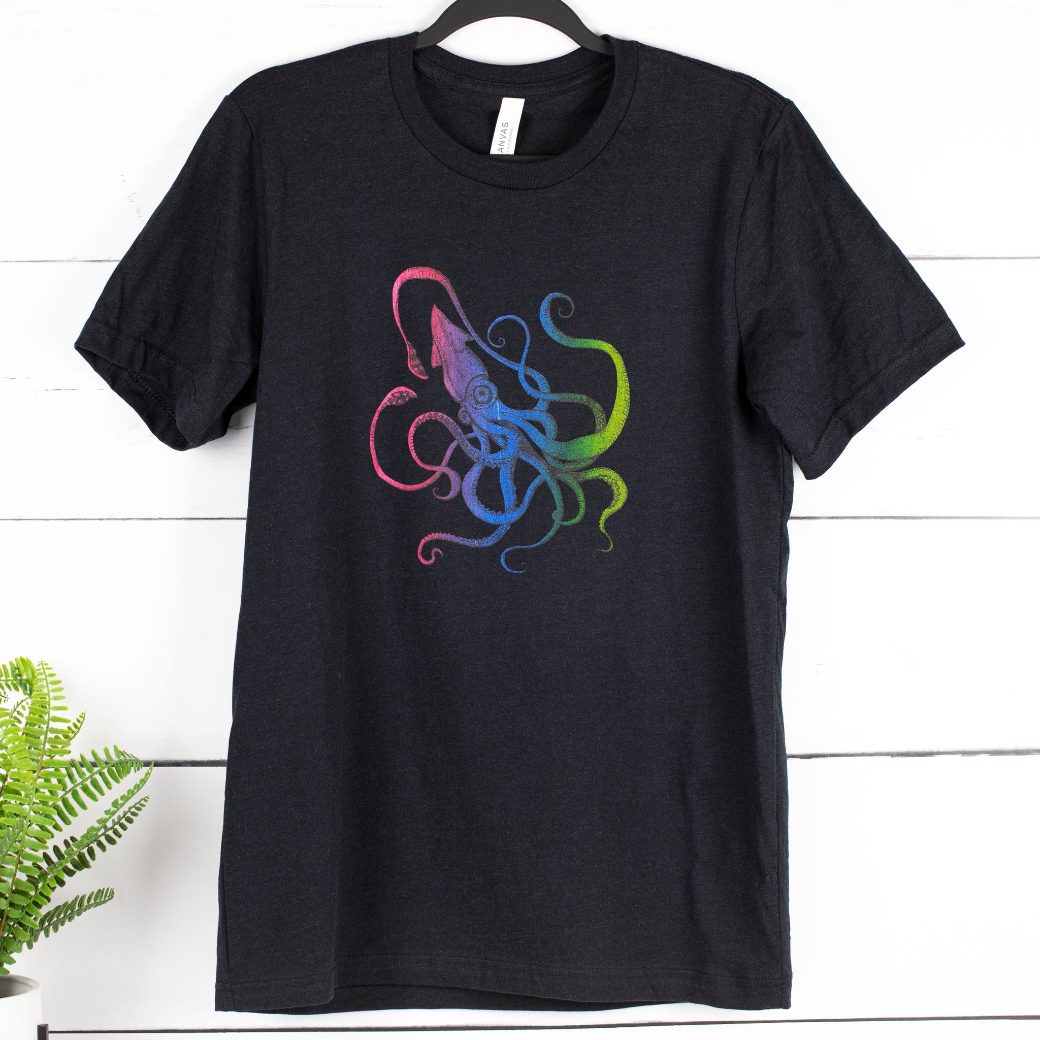 Giant Squid Unisex Tee Shirt - Black Rainbow