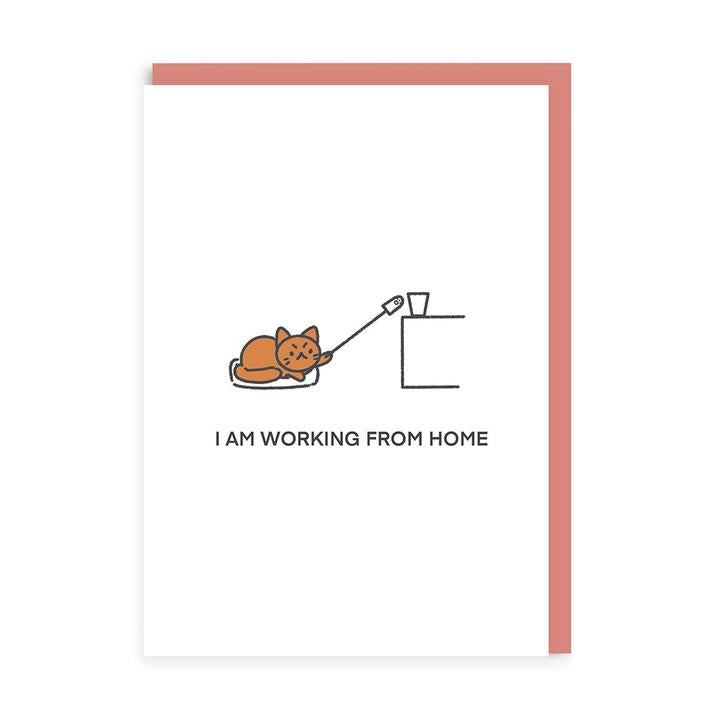 Working From Home Cat Greeting Card by Ohh Deer