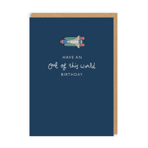 Have An Out Of This World Birthday Enamel Pin Greeting Card by Ohh Deer
