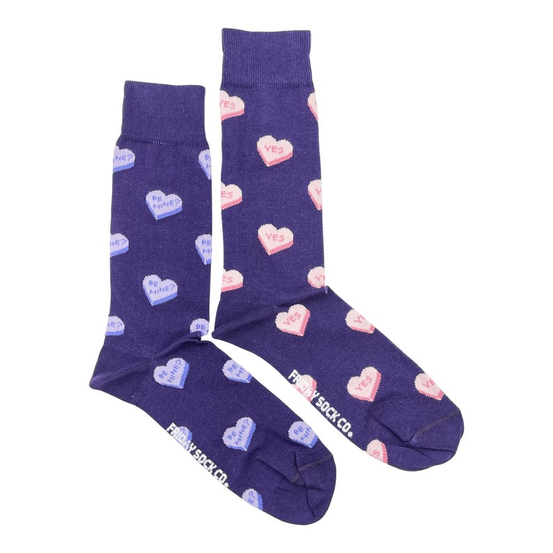 Purple Candy Heart Mid-Calf Socks